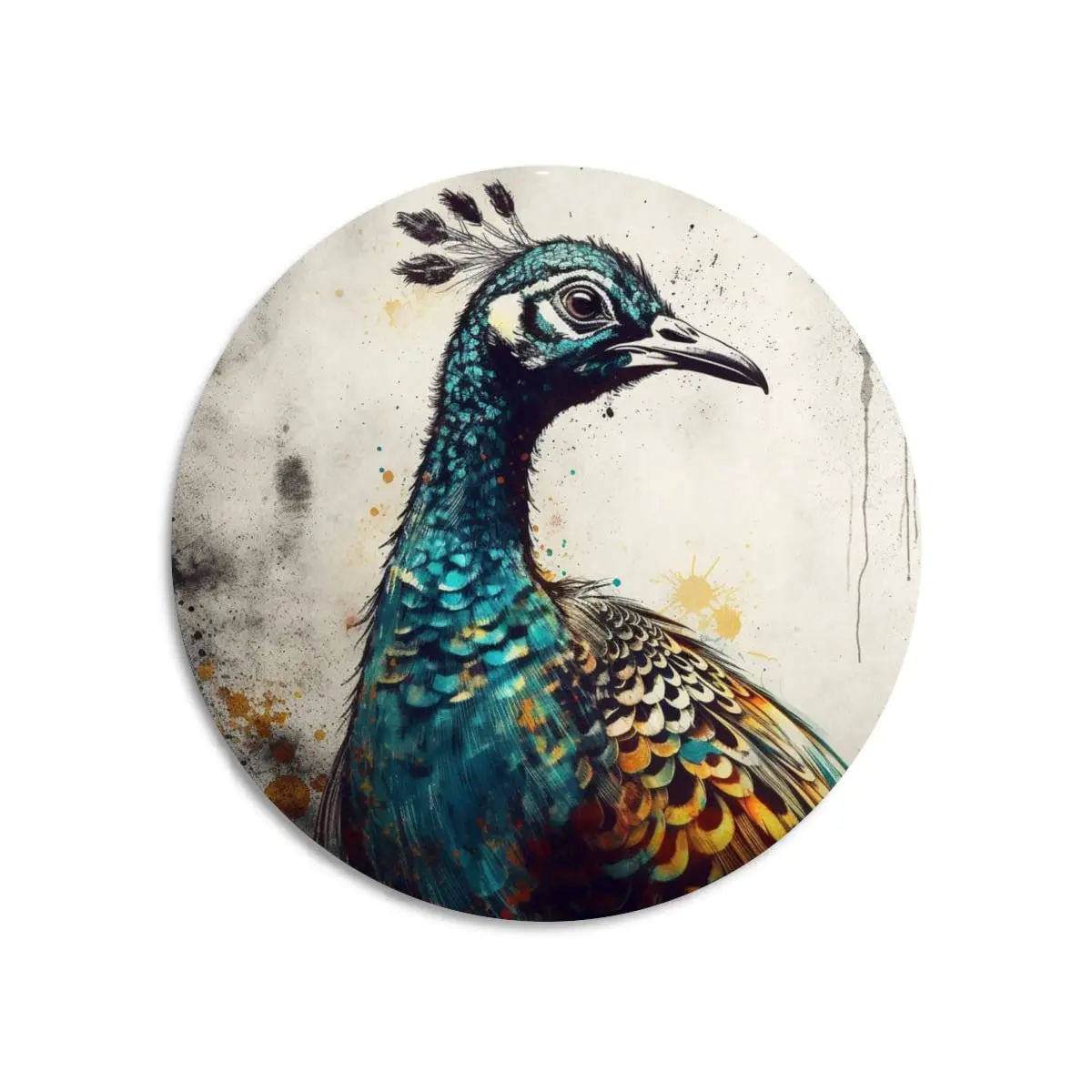 TopPacific Retro Round Sign Peacock Tin Metal Sign Novelty Garage Bar Kitchen Rule Humorous Wall Decor Vintage Home Family Frien