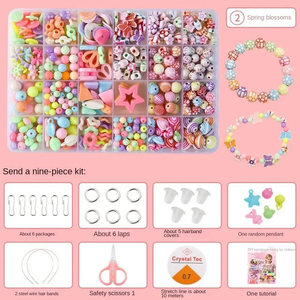 

Arts Crafts DIY Handmade Beaded Kit Toy Jewelry Set Handmade Kit for Make Bracelets Beads Toys Kawaii Colorful