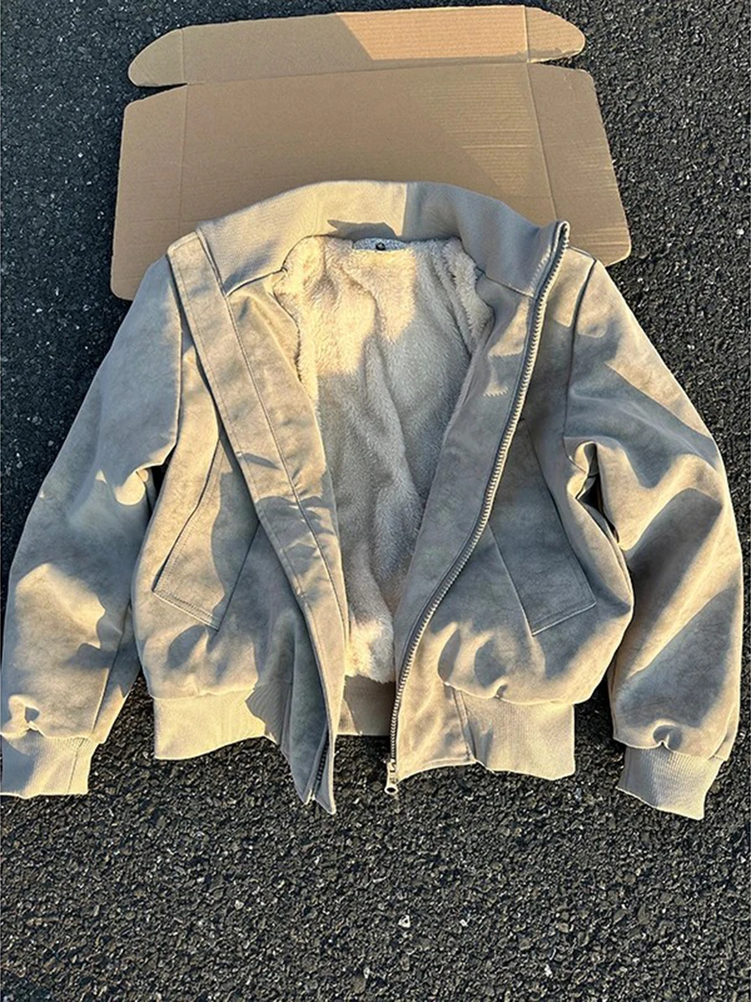 

Gray Suede Dyed Fleece Lined Thickened Short Cotton Jacket for Men Winter Cleanfit Warm Inner Fur Casual Youth Hooded Coat