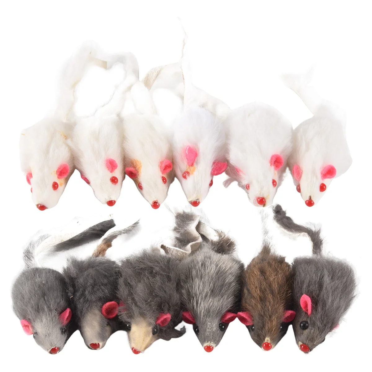 Real Fur Mice Cat Toys Pet Toy Children'S Toys 12-Pack