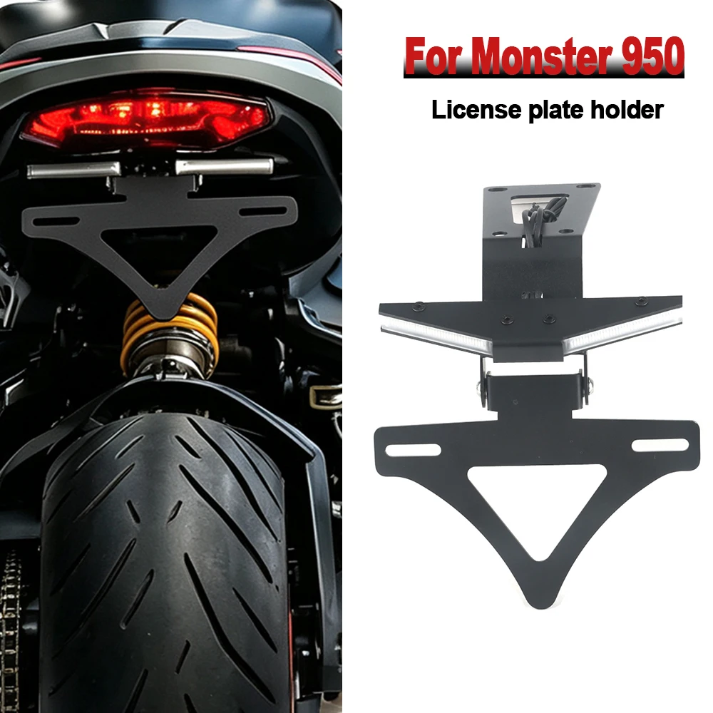 New Motorcycle LED Light Tail Tidy Fender Eliminator License Plate Holder For Ducati Monster950 Monster 950 2021-2023