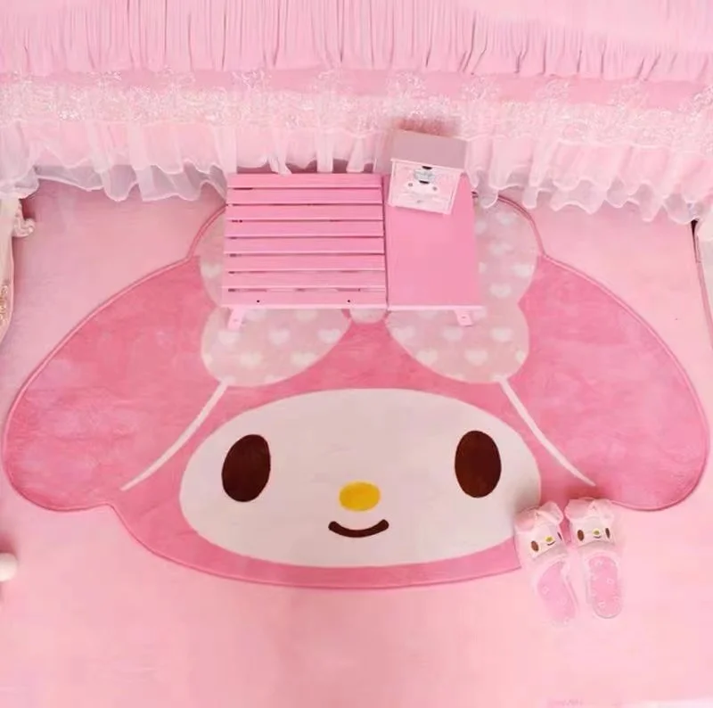 60x90cm Cartoon Bedside Carpet Cute Pink Rabbit Rug Bedroom Floor Mats Soft Plush Absorbent LivingRoom Kawaii for Girls