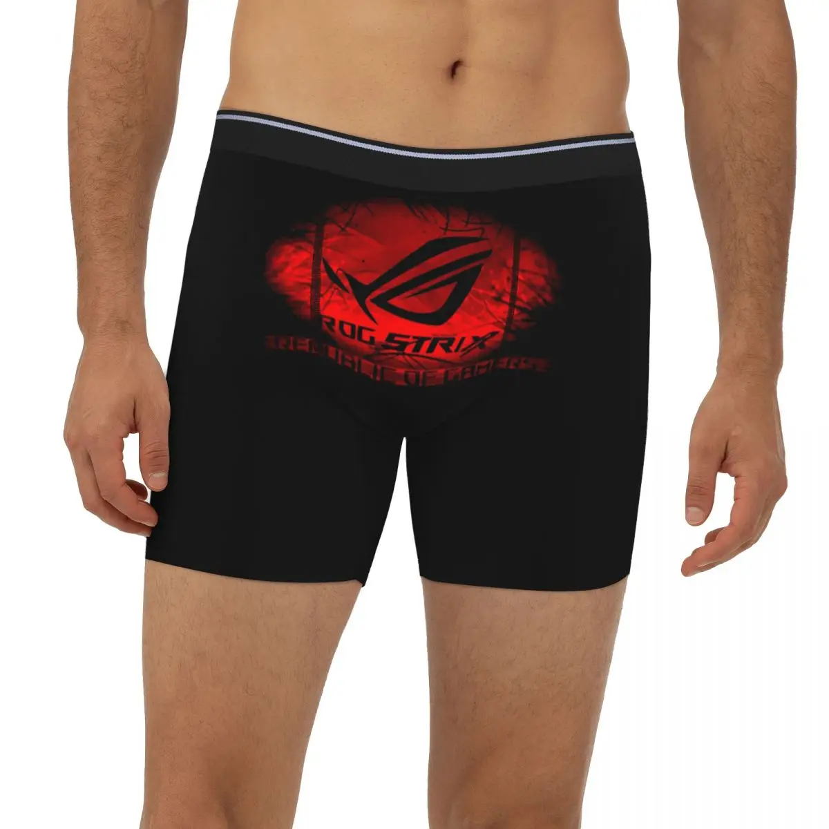 

Rog Strix Asus, черные и красные длинные трусы-боксеры, короткие мужские трусы, удобное нижнее белье для мужчин, подарок бойфренду