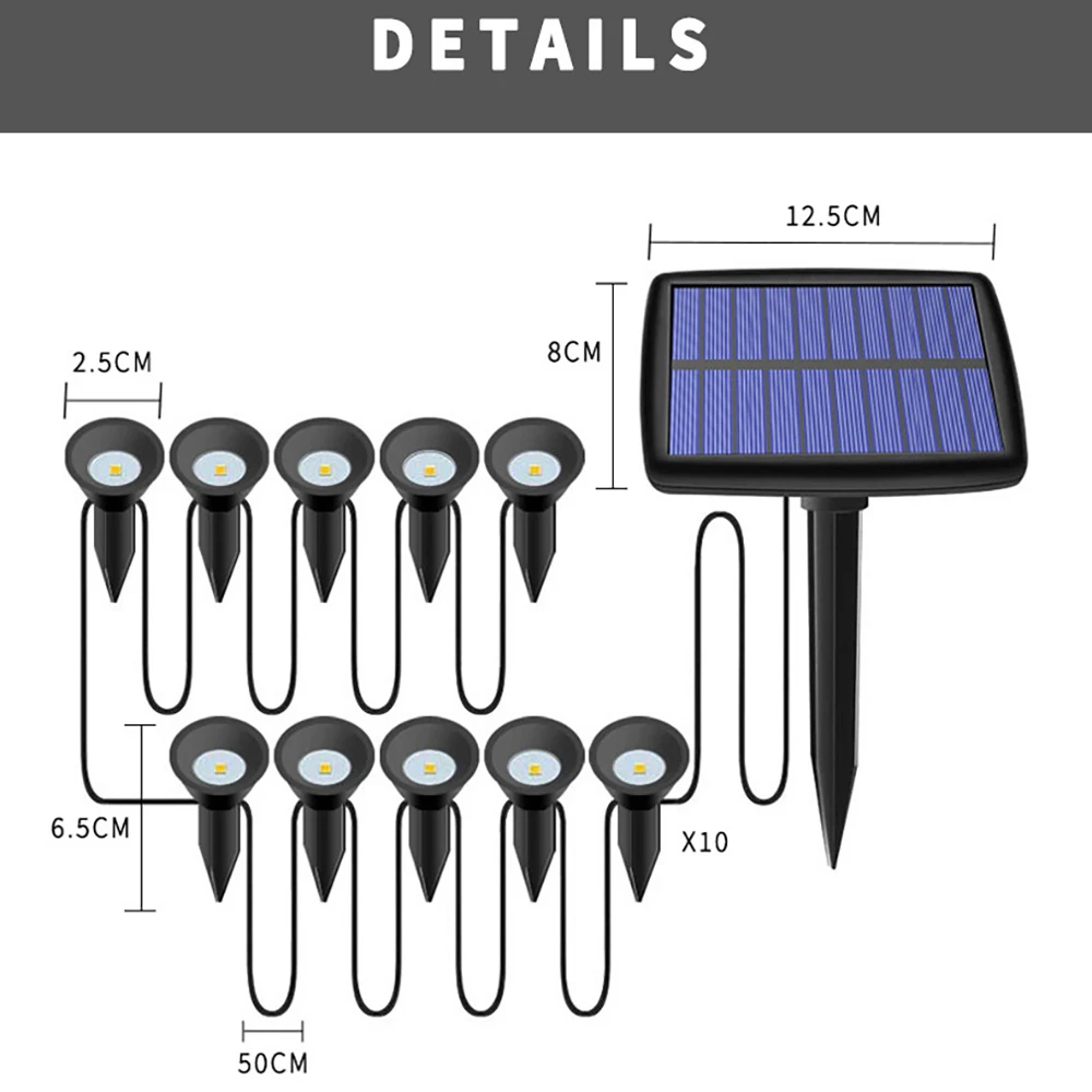 Outdoor Solar Powered Inground Light LED Waterproof Garden Villa Decorative Lamp Landscape Solar Lawn String Ground Light