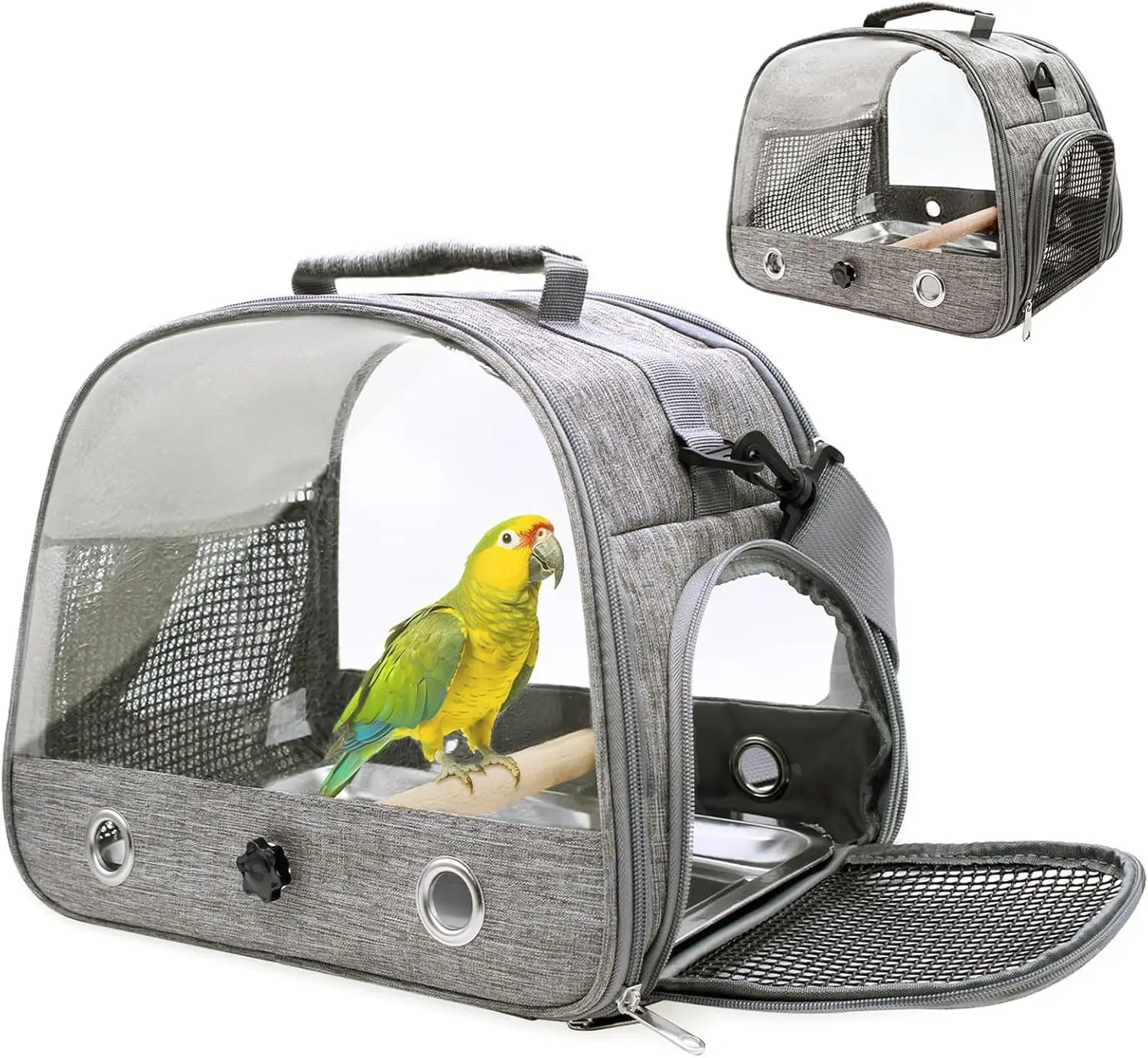 Parrot Carrier Bag Bird Backpack with Perch for Birds Cage Portable Side Window Foldable Budgie Parakeet Samll Pet Travel Cage