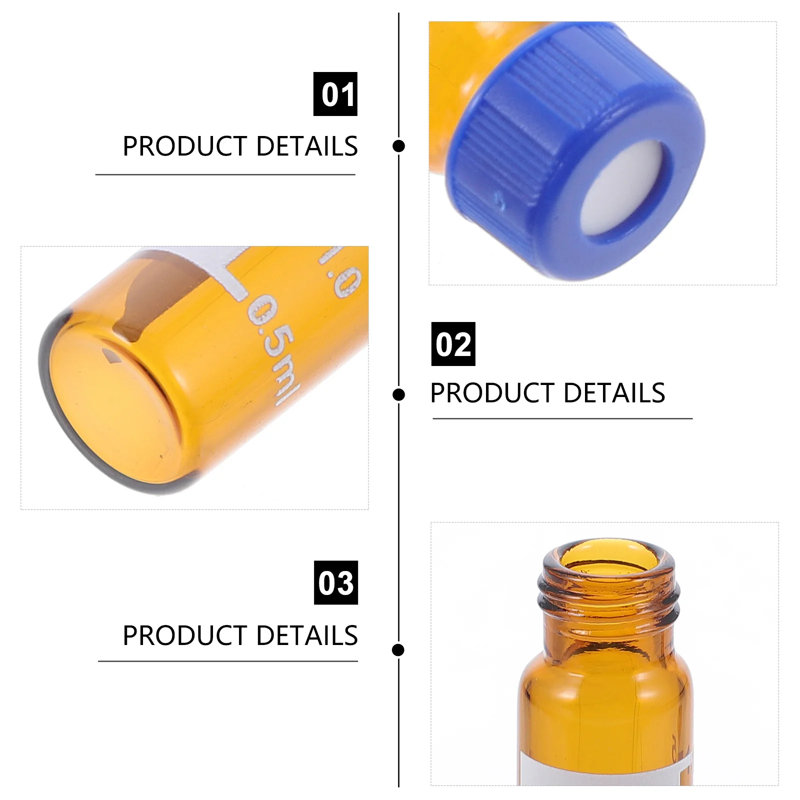 

100Pcs Science Sample Vials Transparent Clear Glass Bottles Scale Lids Pads Sealing Laboratory Storage Vial with Lids Pads