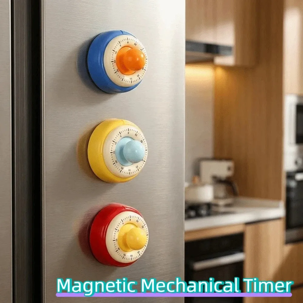Self Discipline Magnetic Mechanical Timer Round Adsorbable Visual Countdown Timer Timer Reminder Countdown Function
