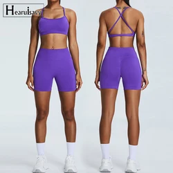 Hearuisavy Seamless 2Pcs Sports Set Women Quick-Dry Yoga Clothes Fitness Gym Tracksuit Women Running Sportswear Workout Set