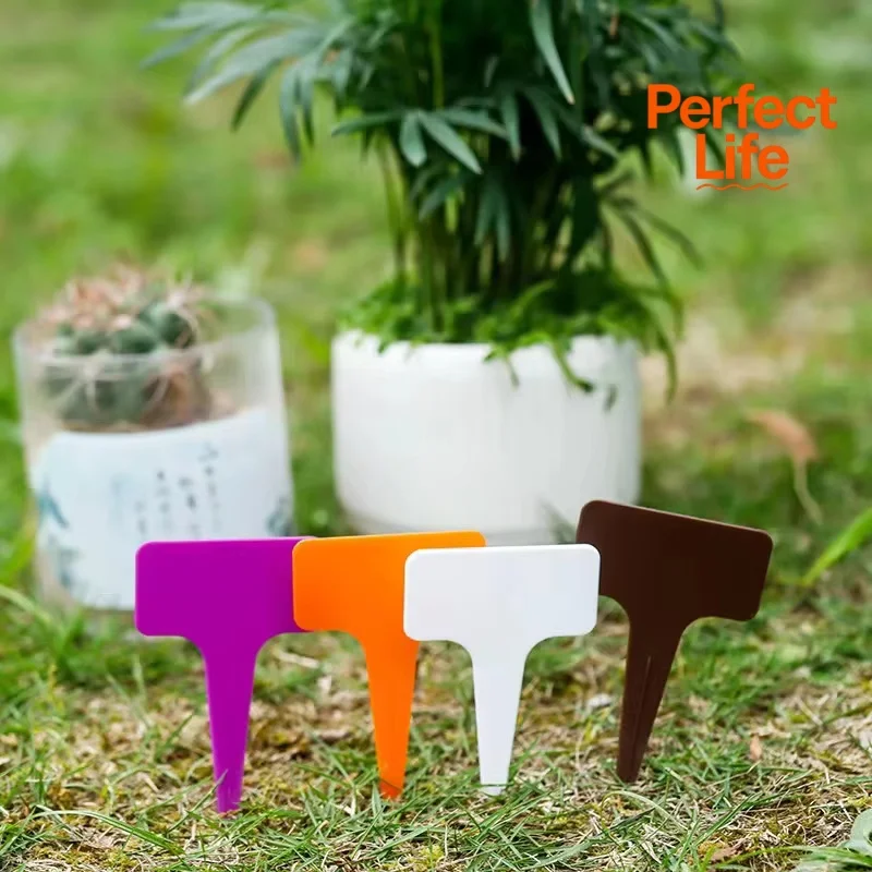 50/100pcs White Plastic PVC Plant T-type Tags Markers Nursery Garden Labels Seedling Tray Pots Decoration Garden Labels