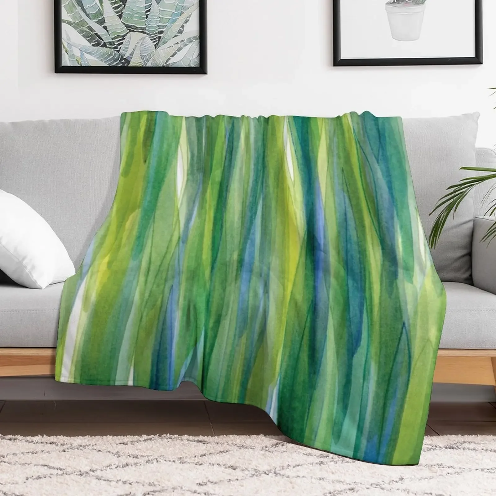 Green Blue Sea Glass Throw Blanket warm for winter Personalized Gift Blankets