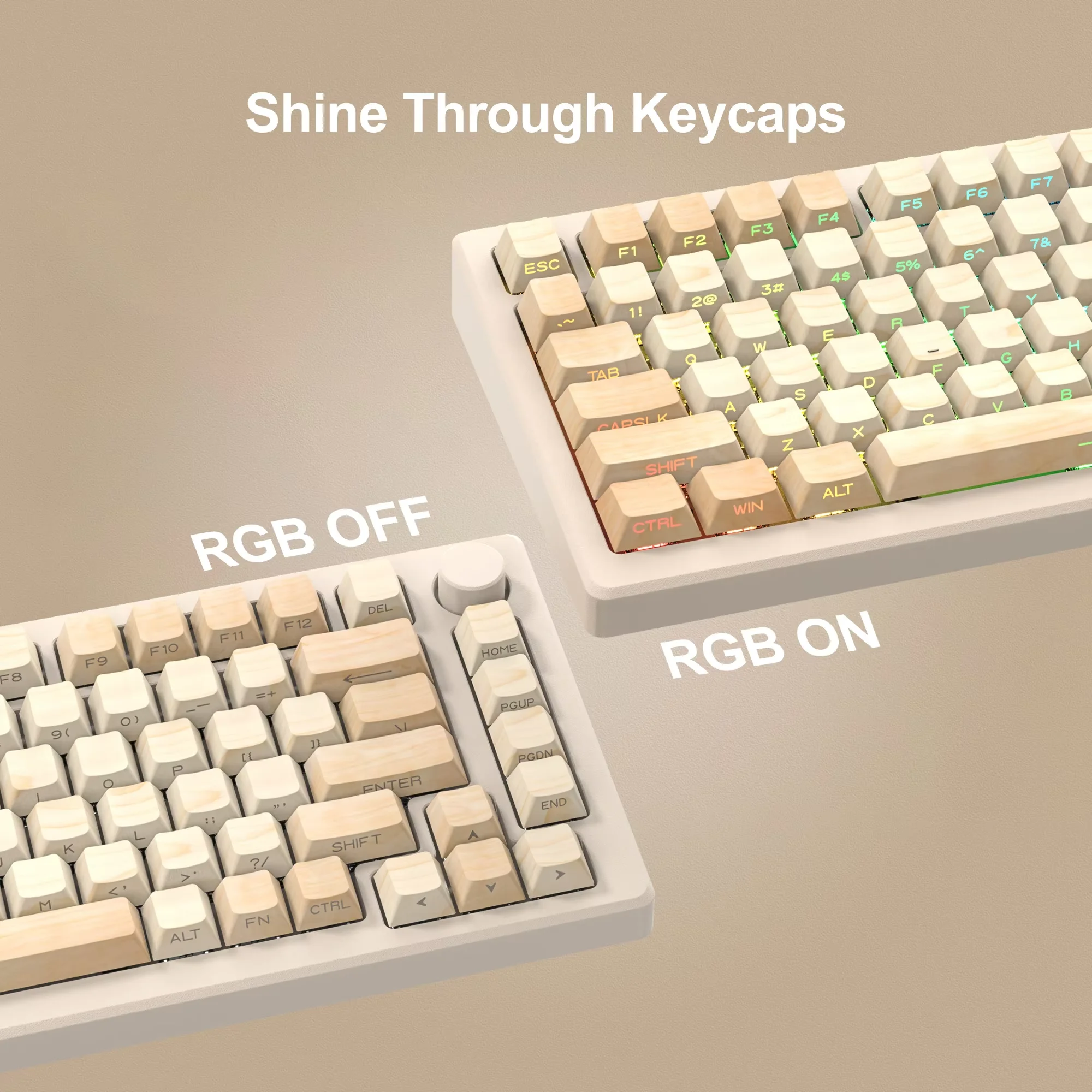 

Колпачки для клавиш XVX 127 с деревянным узором, PBT, с боковой печатью, RGB-подсветкой, для механических игровых клавиатур Cherry MX, полноразмерные