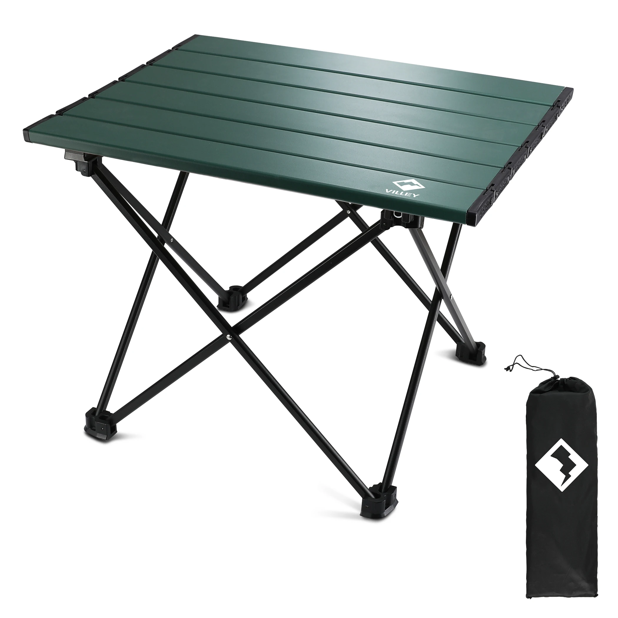 VILLEY-Outdoor Camping Folding Tables and Chairs, Portable Round Picnic Table, Egg Roll Table, Aluminum Alloy Dinner Table