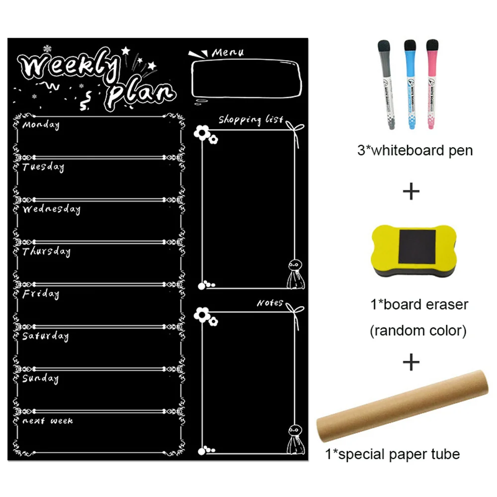 1set A3 Dry Erase Refrigerator Sticker Magnetic Monthly Weekly Planner Calendar Markers Creative Message Whiteboard Daily Memo