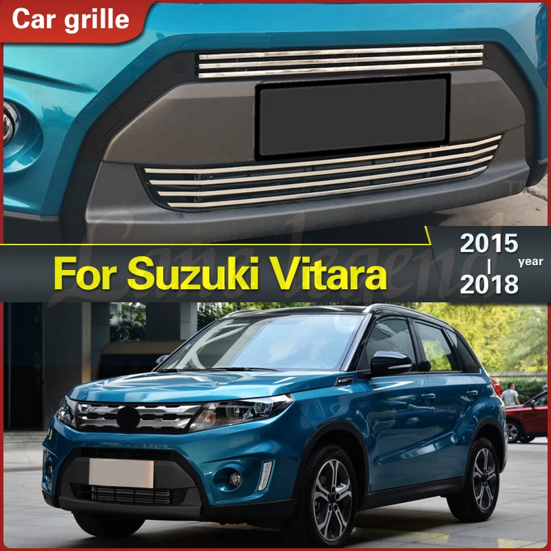 

High Quality Stainless Steel Front Grille Around Trim Racing Grills Trim Car Styling for Suzuki Vitara 2015-2018 Racing Grills