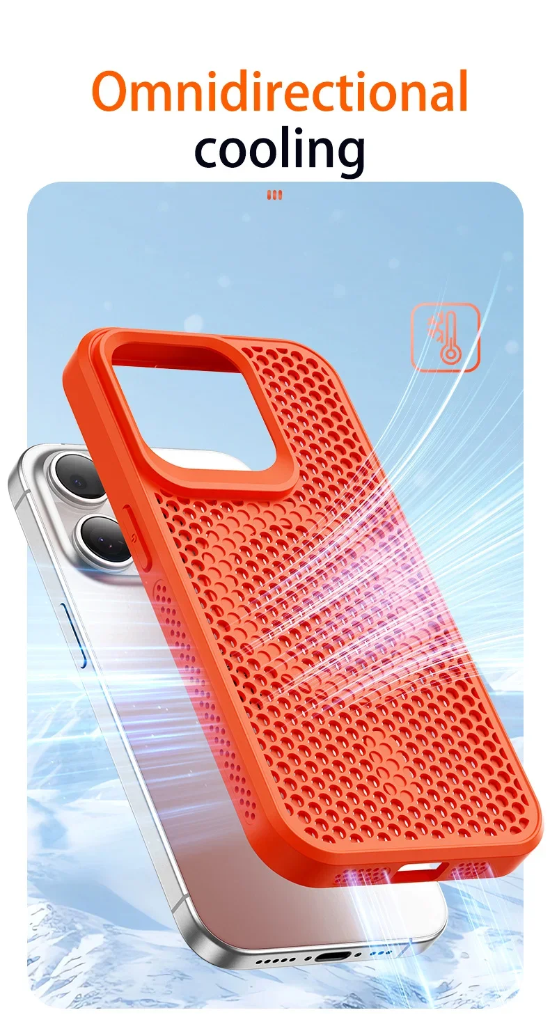Cooling Heat Dissipation Magnetic Phone Case For iPhone 18 17 16 15 14 13 12 11 Pro Max Breathable Hard Back Cover For Magsafe