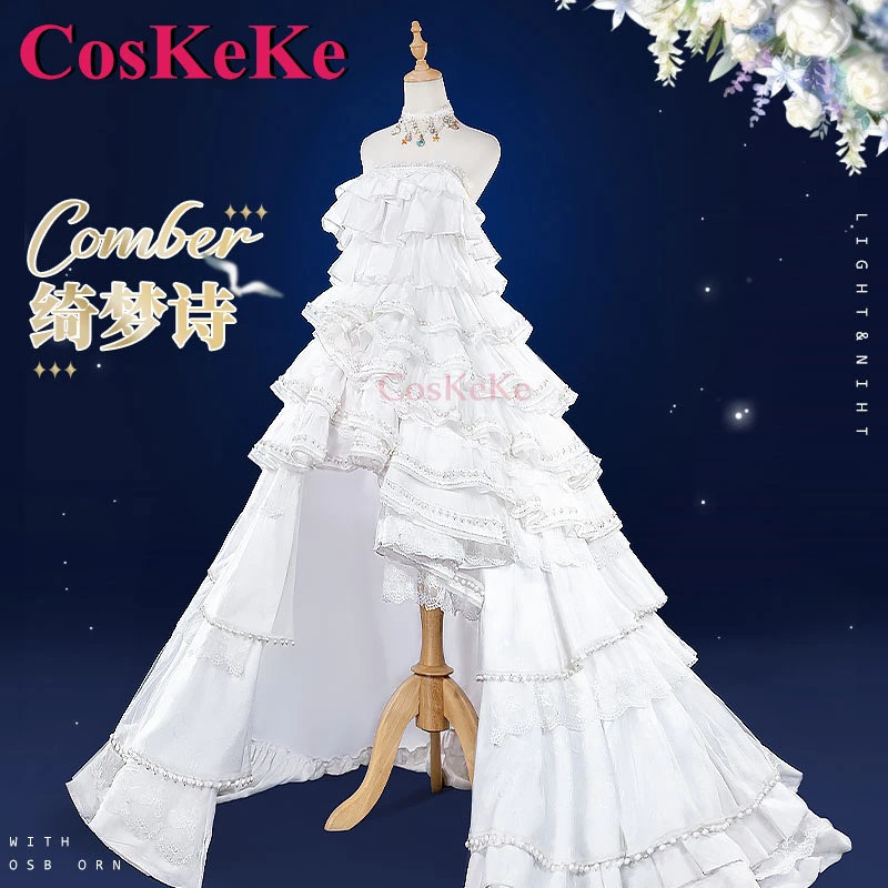 

CosKeKe Comber Game Light And Night Cosplay Costumes Elegant Gorgeous White Wedding Dress Halloween Party Role Play Clothing New