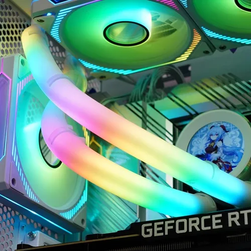 Imagen 2 del producto JUMPEAK Flexible 5V ARGB LED tubo de neón tira de luz funda para juegos PC 120 240 360 AIO CPU agua enfriador de líquidos Modding