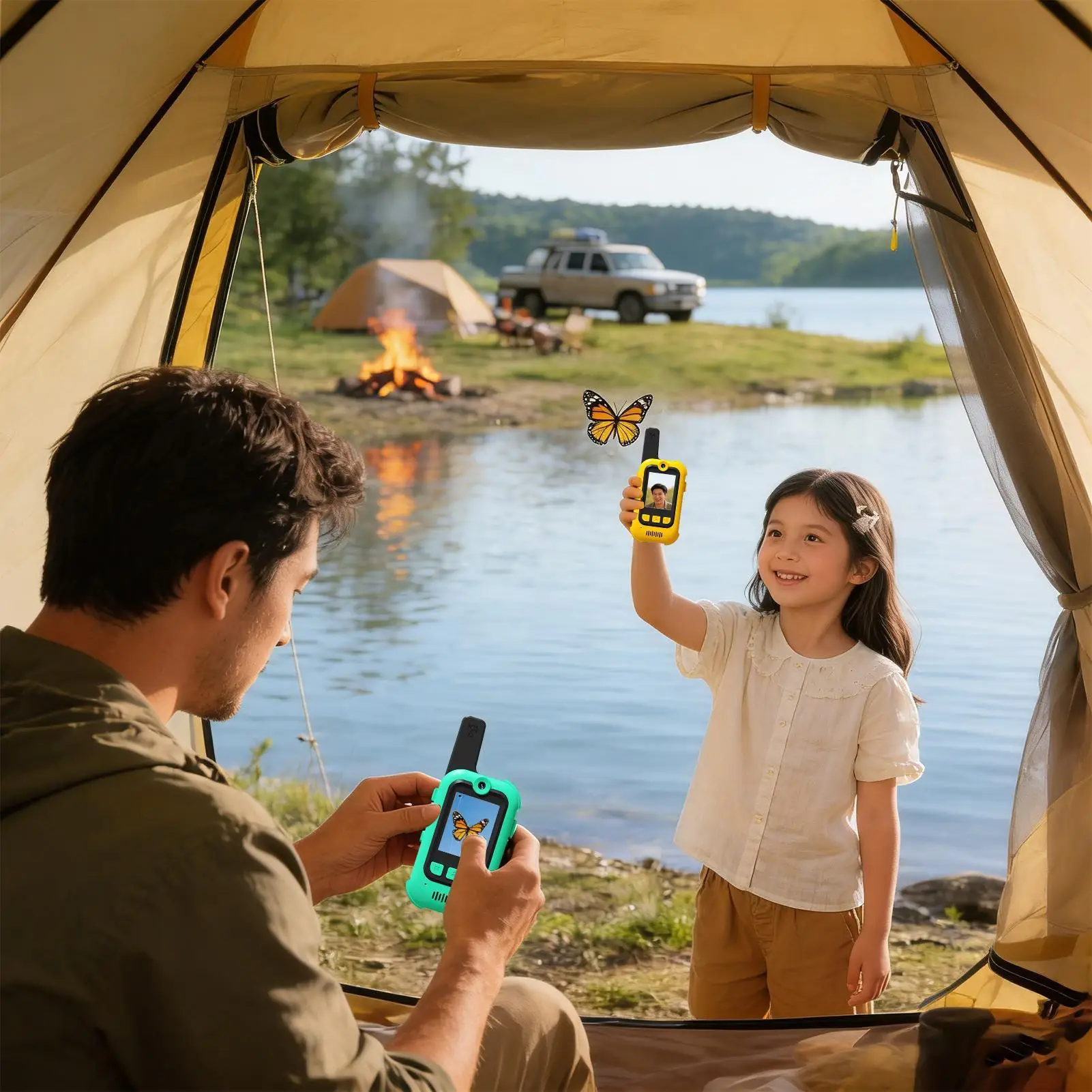 Kids Walkie Talkies Voice Changer Rechargeable Toys Battery Operated Video Walkie Talkies for Teens Boys Girls Outdoor Camping