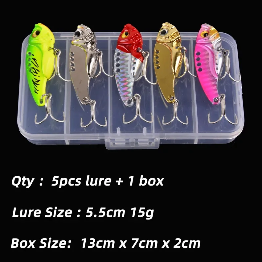 Aorace 5 teile/schachtel Metall VIB 3/7/10/15/20g Angeln Locken Vibration Löffel Harte köder Crankbait Wobbler Swimbait Zikade VIB Tackle