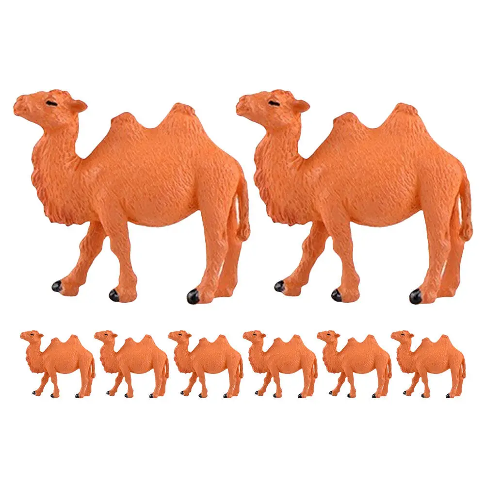 8Pcs Adorable Mini Camel Decoration Plastic Desert-Themed Animal Ornament for Desktop Tabletop Garden Home Office Micro