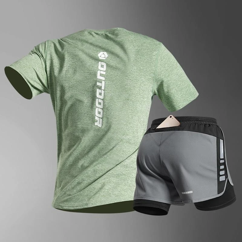 Économie à manches courtes pour hommes, ensembles de course, fitness, marathon, été, séchage rapide, short, Ice InjSportedly, vêtements de qualité décontractés, ChimClothing