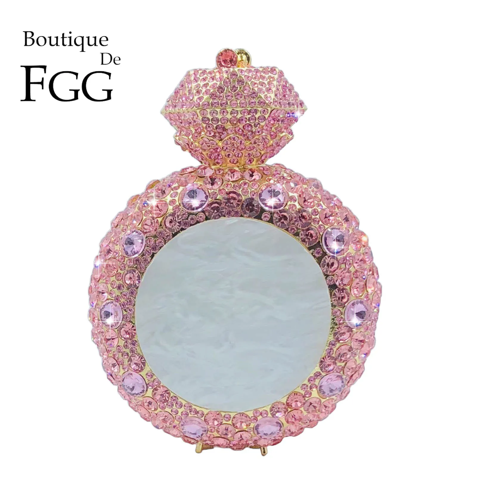 

Boutique De FGG Novelty Ring Shape Rhinestone Clutch Purse Handmade Women Crystal Clutch Evening Bags Party Prom Minaudiere Bag