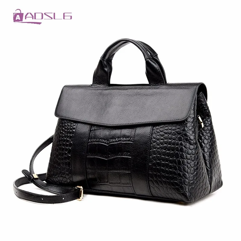 

Real Leather Crocodile Pattern Handbag Large Capacity Womens New European American Style Fashion Hundred Crossbody Shoulder Bags