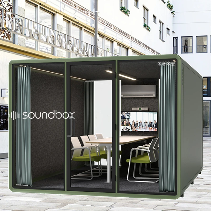 Soundbox Outdoor Large Sound Proof Booth Modular Courtyard Office Pod for Sale Noise Reduction Meeting Booth