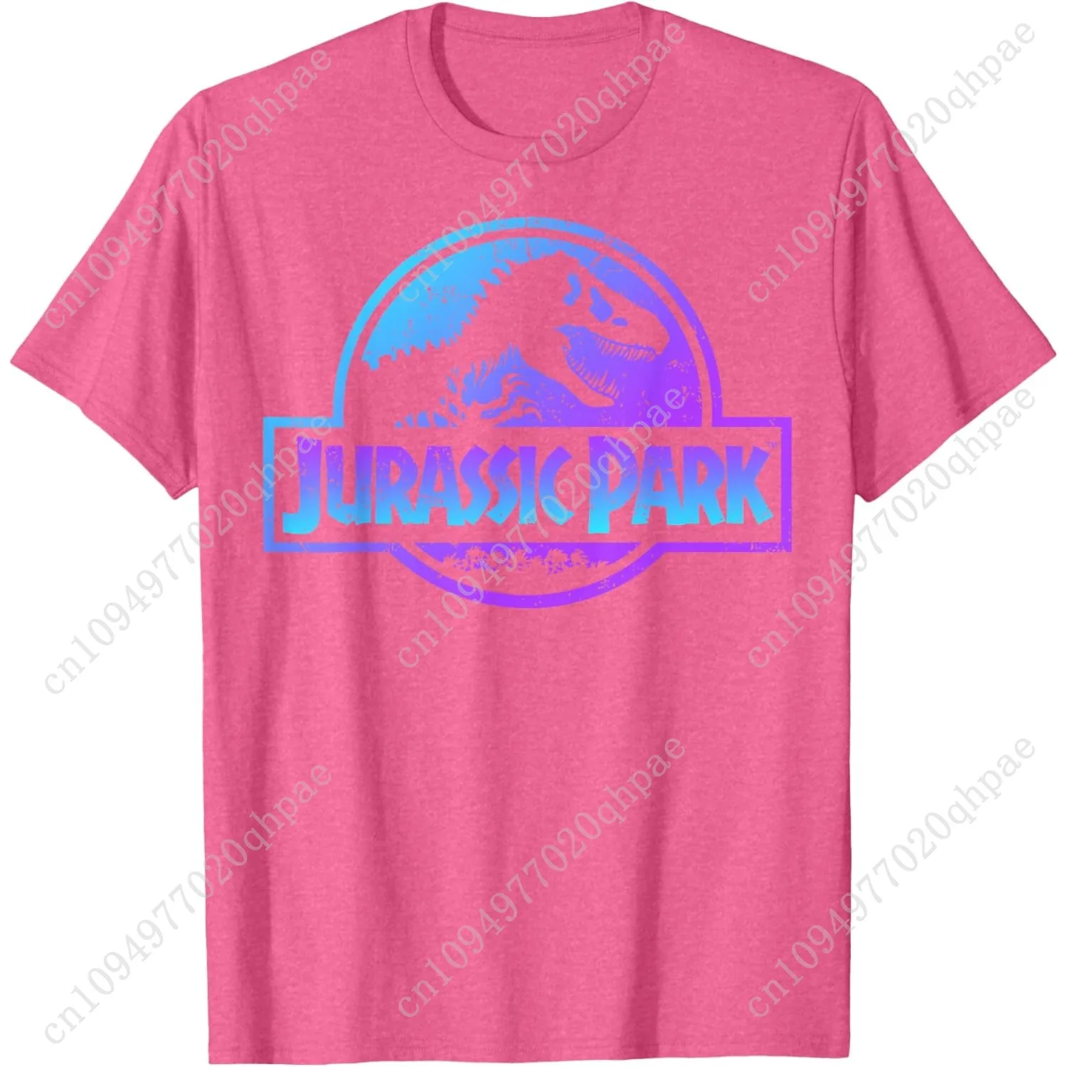 Jurassic Park Kurzarm-T-Shirt mit grafischem Fossil-Logo in Blau und Lila