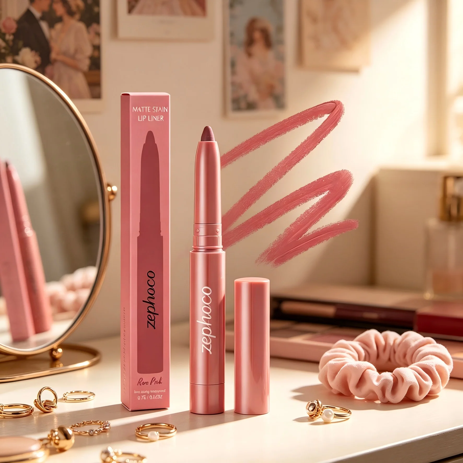 Zephoco Smudge Proof Lipliner Waterproof Matte Makeup Lip Gloss 2 in 1 Smooth Sharpenable Long Lasting Lipsticks Lipliner Set