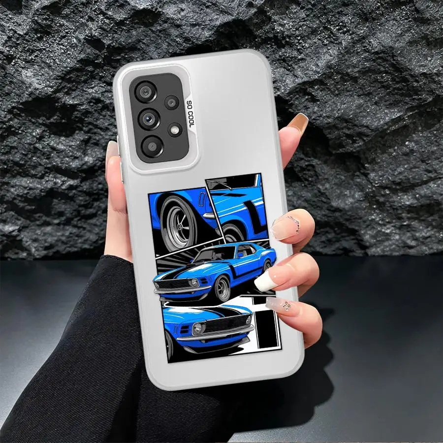 Case for Samsung Galaxy A06 A07 A04 A05 A54 A51 A52 A71 A50 A72 A56 A03 A10 A20 Back Phone Cover Muscle Car Cartoon view 5