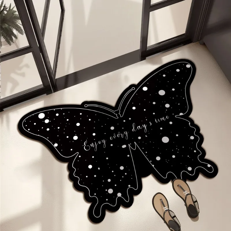 

French butterfly bathroom absorbent foot mat, household non slip floor mat, light luxury diatomaceous earth carpet