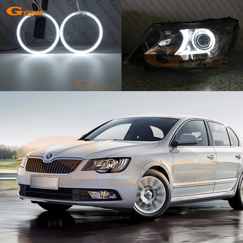 シュコダ-スーパーブ-2-ii-3t-フェイスリフト-2013-2014-2015-ウルトラブライト-ccfl-エンジェルアイズキット-ハローリング