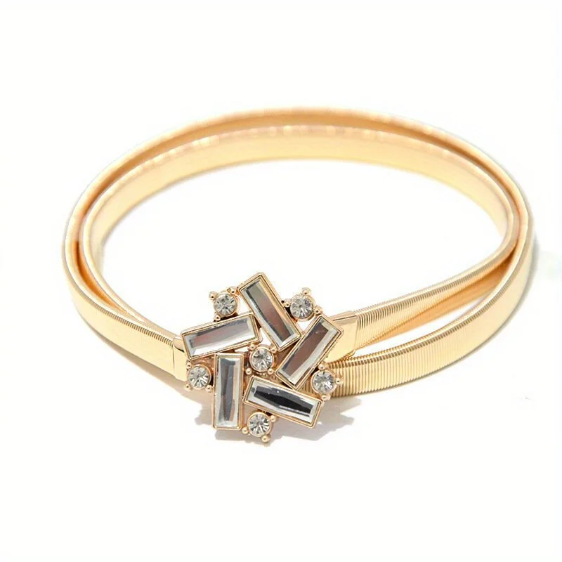 Metall elastische Taillen kette mit Rautenmuster Inlay Dekoration und Gold einfach Full Set gm1284