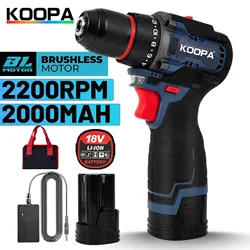 18V Brushless Motor Power Drill Drivers Lithium Electric Screwdriver Power Tool 36Nm Torque LED Light with 2000mA Battery