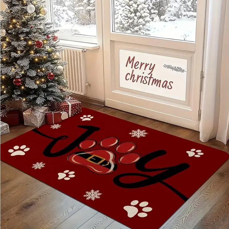 Christmas Candy Stick Door Mat with Festive Red White Comfortable Indoor Outdoor Carpets Kitchen Home Office and Home Decoration