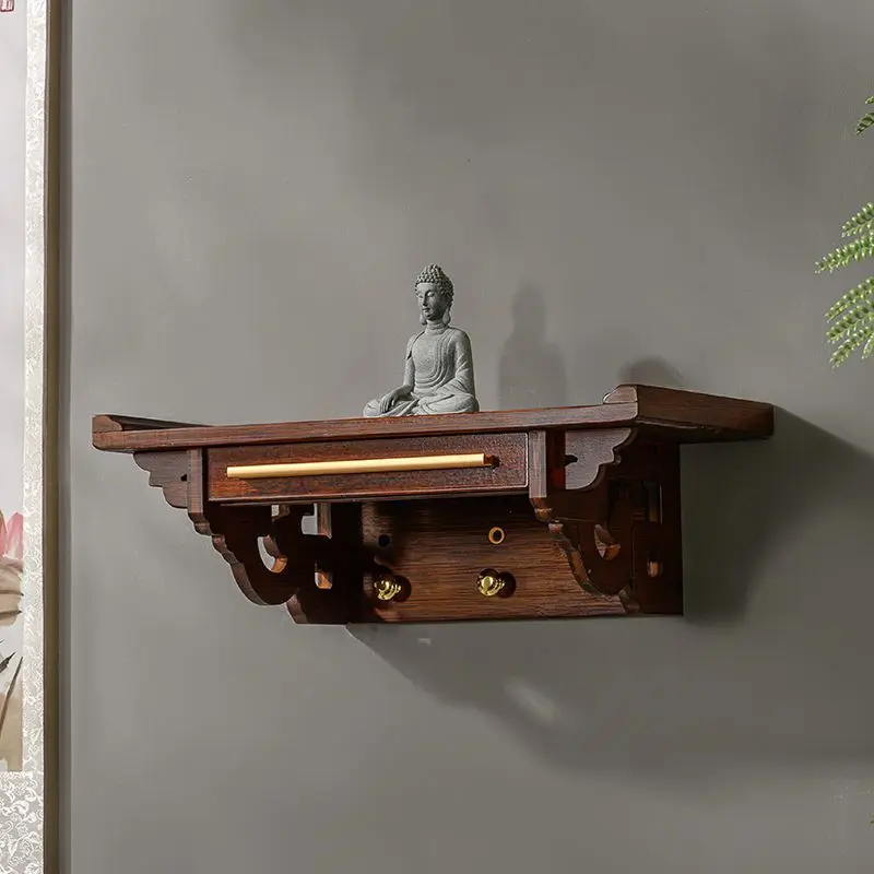 YFY Buddhist shrine wall-mounted small God of Wealth shrine offering table wall-mounted incense rack Guanyin offering table