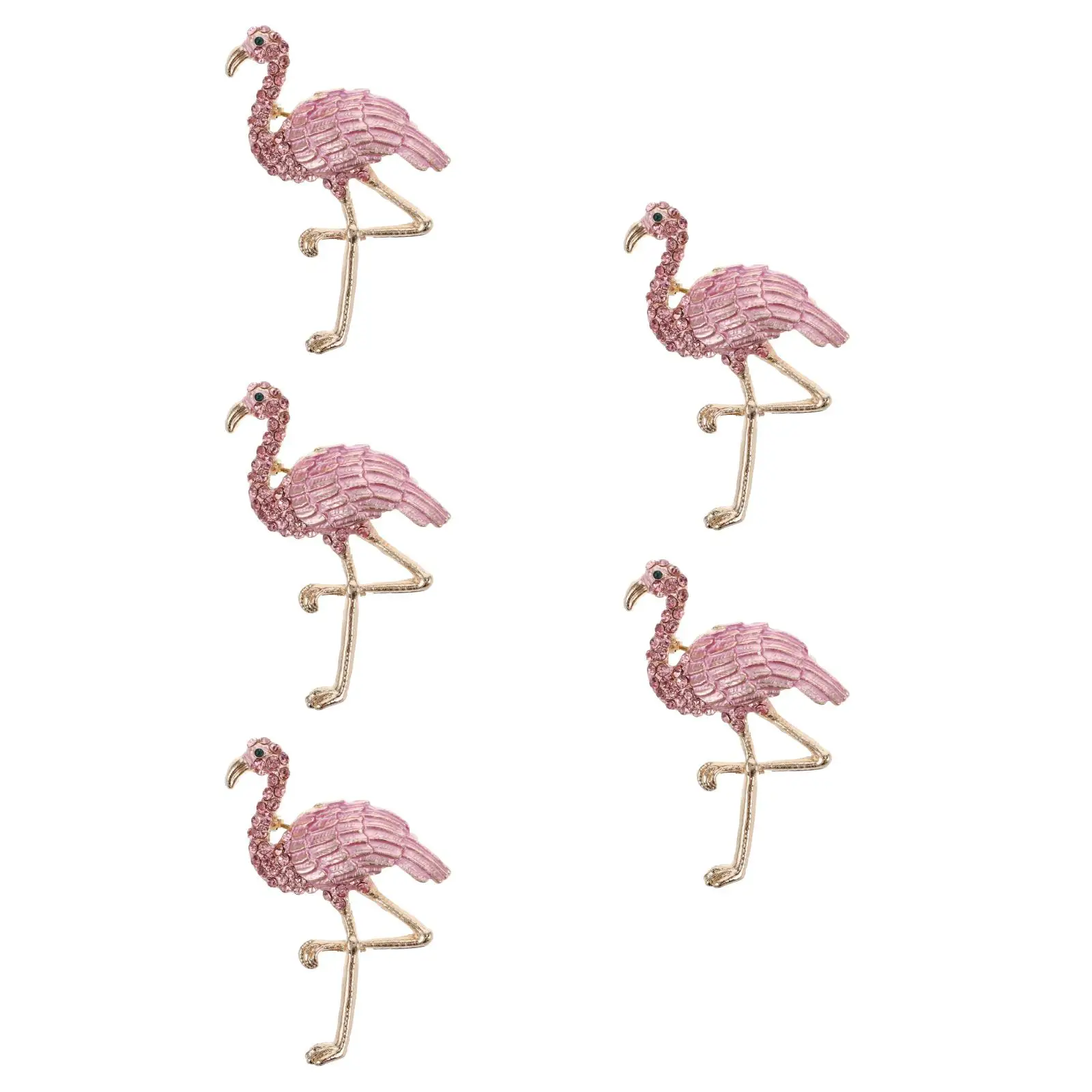 

5pcs 5 Count Large Flamingo Pin Decorative Breastpin Cute Brooches Animal Jewelry Pins