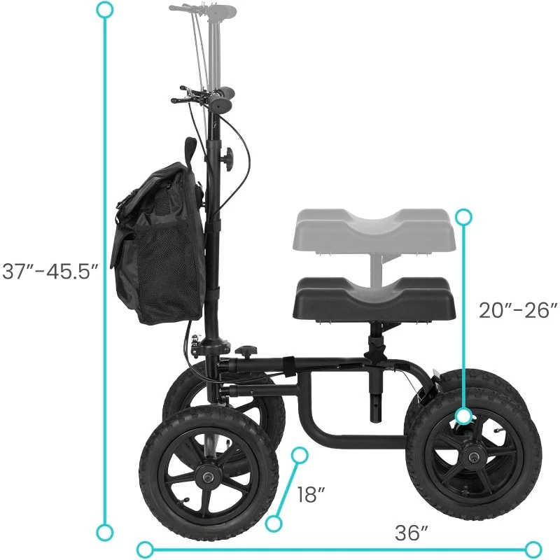 All Terrain Knee Scooter Walker for Foot Injuries - Adult Broken Leg Crutch Cart Roller for Surgery, Broken Foot, Ankle Injury