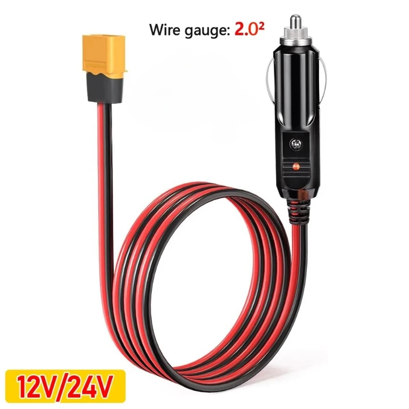 XT60 Male to Car Cigarette Lighter 12AWG 12V-24V Cigarette Lighter Male Plug Connector Cable