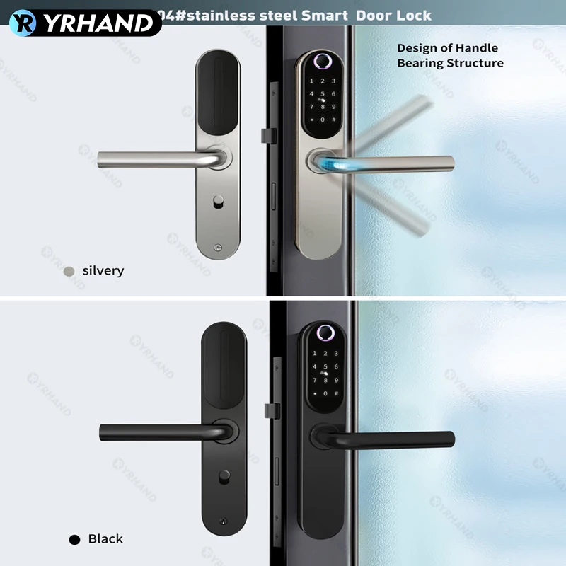 YRHAND Tuya Smart Door Lock para casa, impressão digital, impermeável, à prova de fogo, App Control, WiFi