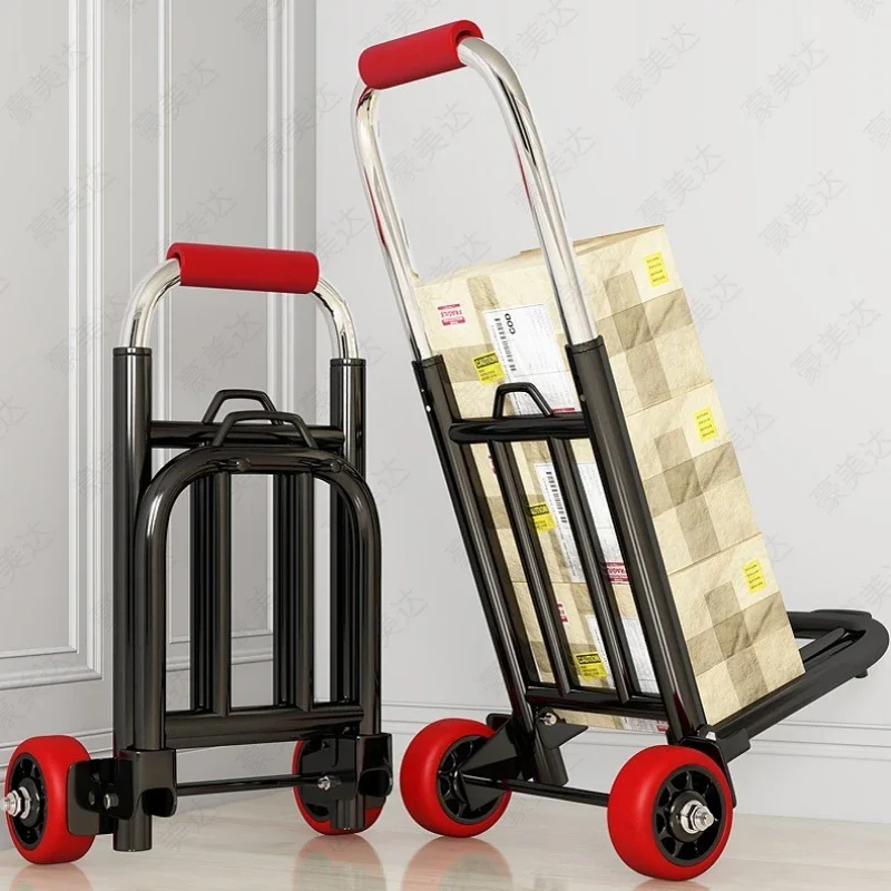 Adjustable Folding Hand Trolley Small Luggage Trailer for Home Use Portable Handle Car for Shopping and Moving