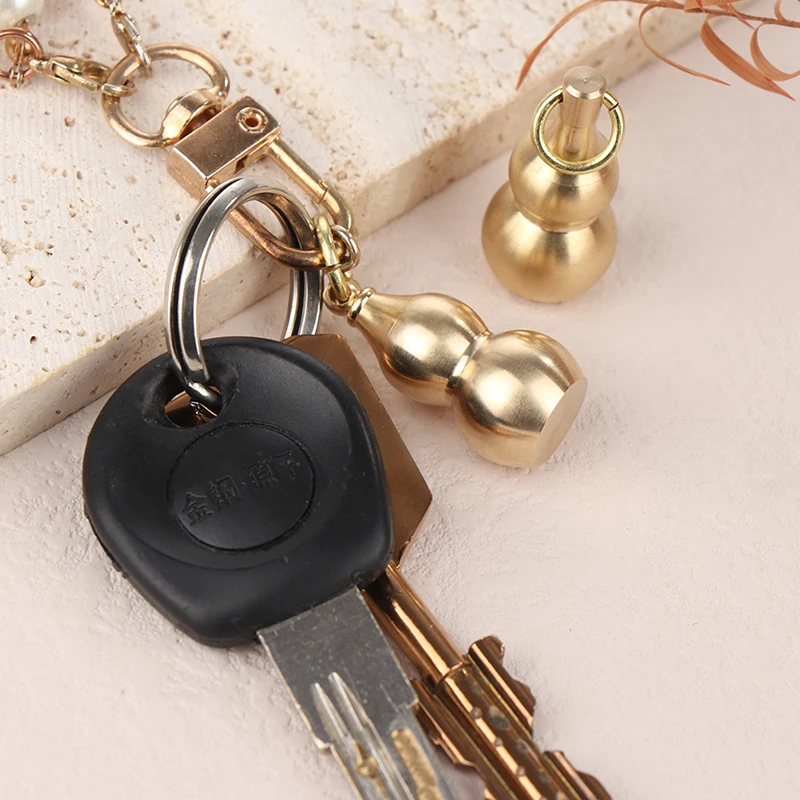 【Peace】1Pc Brass Gourd Pendant Irregular Jar Keychain Hanging Necklace Jewelry Waterproof Pill Box Medicine Case