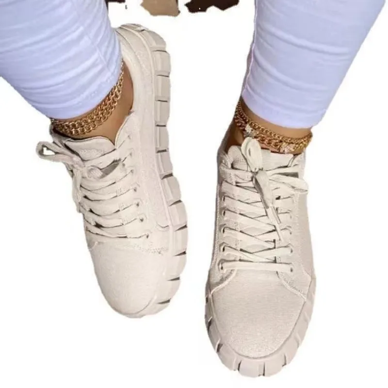 European and American Casual Flat Shoes 2024 Autumn New Lace Up Casual Sports Daily Simple Women's Shoes Zapatillas De Deporte image 4