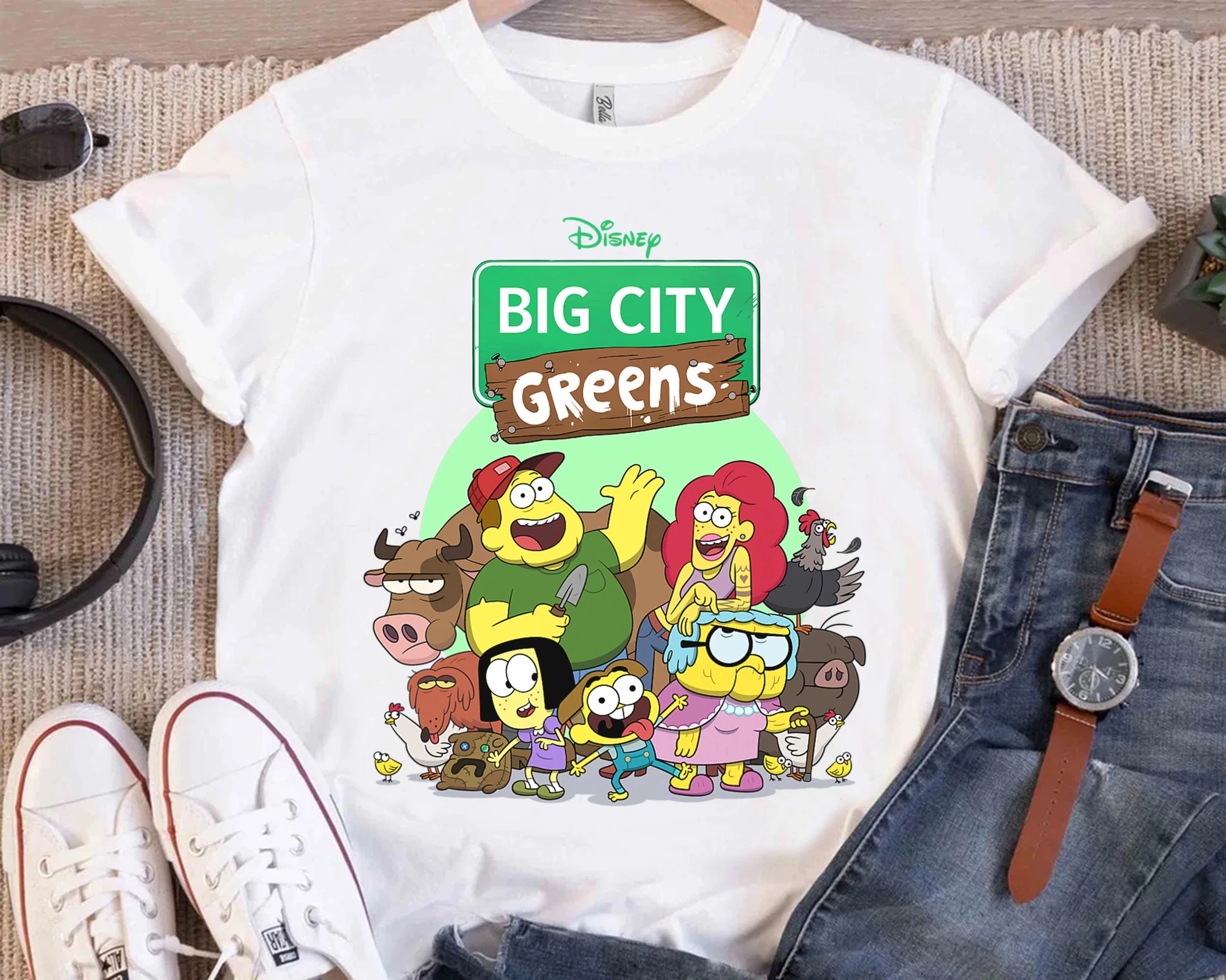 Camicia grafica Disney Big City Green Family Group, camicia coordinata per la famiglia Disneyland, maglietta Magic Kingdom, parco a tema WDW Epcot