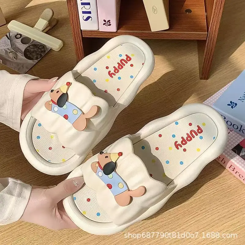Cartoon Hot Dog Slippers for Women Soft Anti-Slide Indoor Outdoor Summer Sandals, Cute Couple Home Shoes