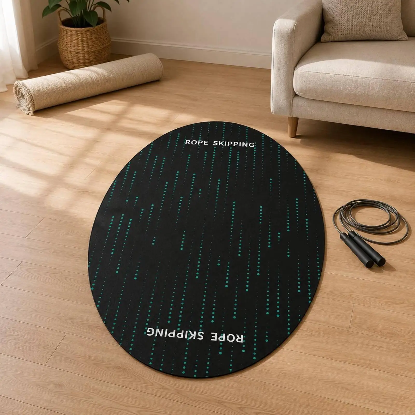 Non Slip Exercise Pad Thick Workout Fitness Mat Non Slip Base for Indoor Cardio Rope Jumping view 2
