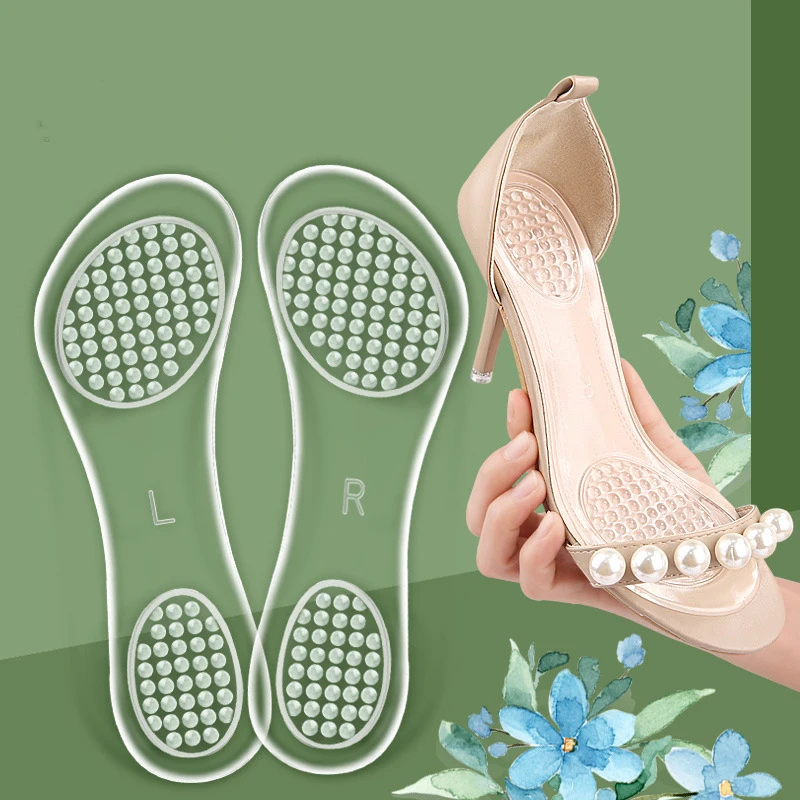 سبع نقاط نعل كعب حماة النساء وسادة سيليكون منتجات العناية بالقدم عدم الانزلاق وسادة حذاء عالية الكعب نعل حجم قابل للتعديل