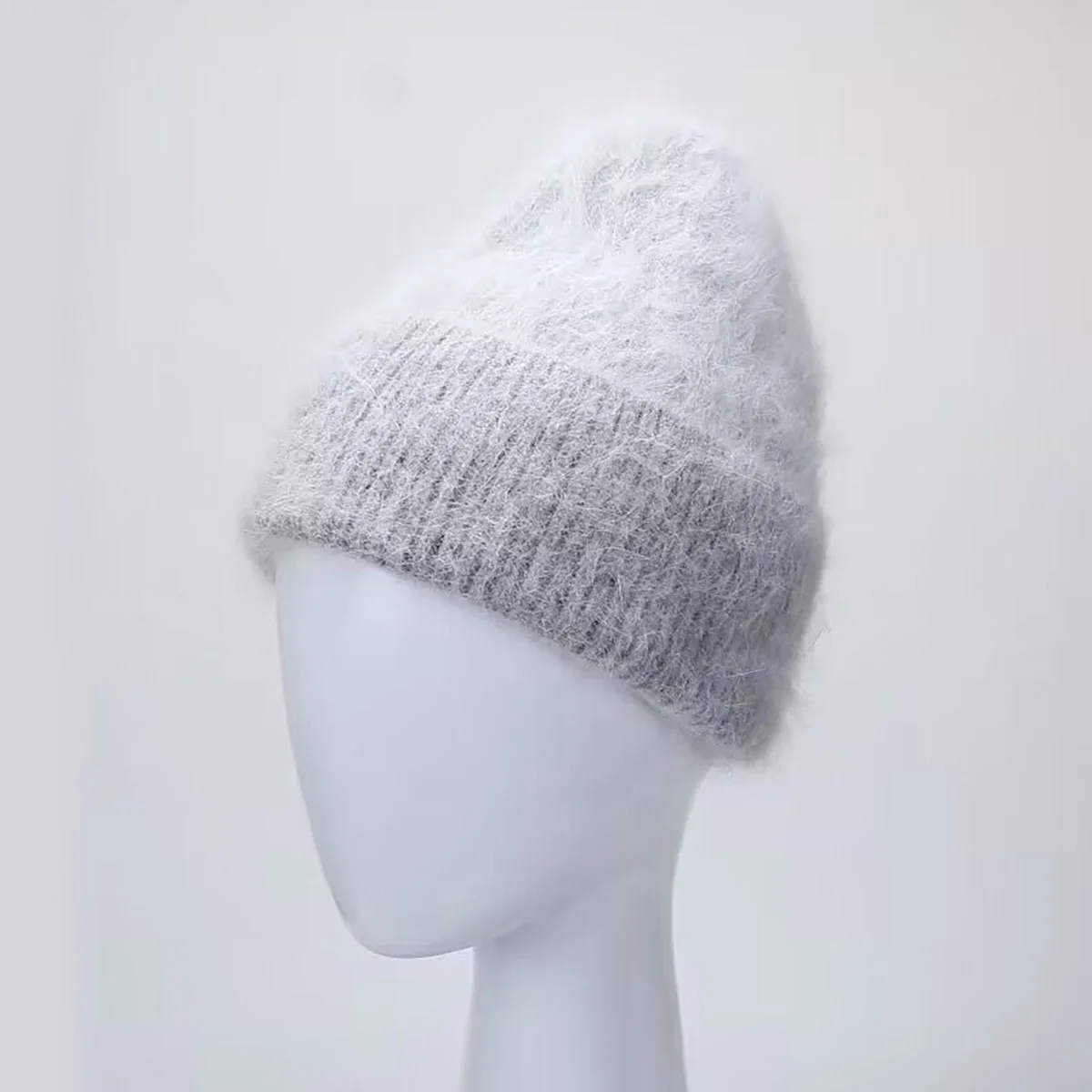 Rabbit Fur Beanies Soft Warm Fluffy Winter Hat for Women Angora Knitted Hat Skullies Beanies Female Bonnet Woman Knit Cap