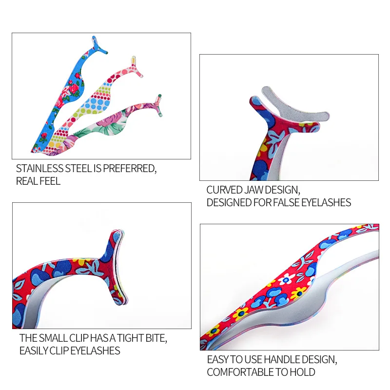 PRAECLARUS-Pinzas de pestañas de acero inoxidable, pinzas de autoinjerto coloridas, herramientas de maquillaje para pestañas DIY, autoinjerto